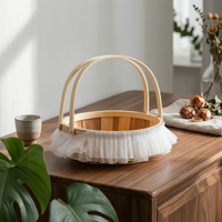 Wooden Flower Basket Decorative Fruit Hand Basket Handmade Style for Party Decoration