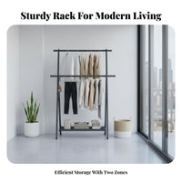 Foldable Single-Rail Clothes Stand Floor-Standing Clothing Rack foldable Simple Design for Homeowners, Dorm Room, Entrymanner