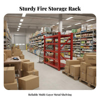 Red Fire Equipment Rack Extra Thick Material Multi-Layer Warehouse Shelving Commercial Grade Heavy Duty Metal Storage Rack for Shop Owners, Workshop