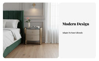 Rounded Two-Drawer End Table Space-Saving Nightstand Modern Design for Dorm Room