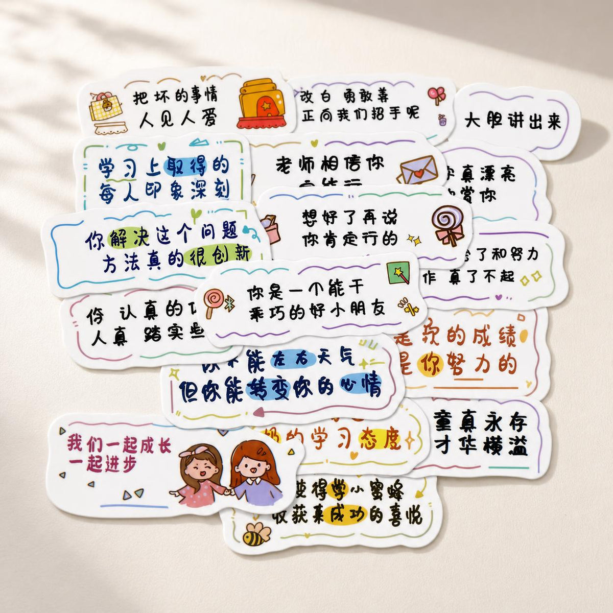 900-Piece Motivational Text Stickers for Kids, Teachers, and DIY Planners - Student Essentials