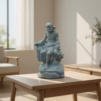 Daruma Statue Sandstone Meditative Ornament with Stone Texture Carved Stone Statue for Tea Room, Study