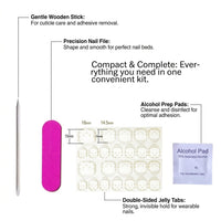 Press On Nails Kit with Everything for Beginners, Jelly Tool Set, Reusable Temporary Application, DIY Art Enthusiasts Prep Supplies