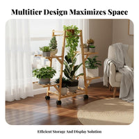 Multi-Tier blossom Pot Stand Easy Assembly Display Shelf Optional casters