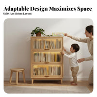 dustproofbrisproof dustproofsign Multi-Tier Shelf with Transparent Doors Floor-Standing Multi-Tier Cabinet with Doors bookshelf for Book Lovers, Homeowners, Collectors, Living Room, Study, Bedroom
