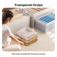 6 Pieces Transparent Clothing Box Clear View viewing panel Closet Storage container Stackable