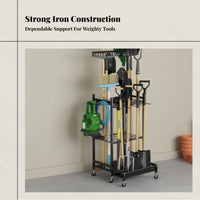 Garden Iron Tool Rack, Multi-Purpose Organizer, Hanging Hangers, Mobile Casters