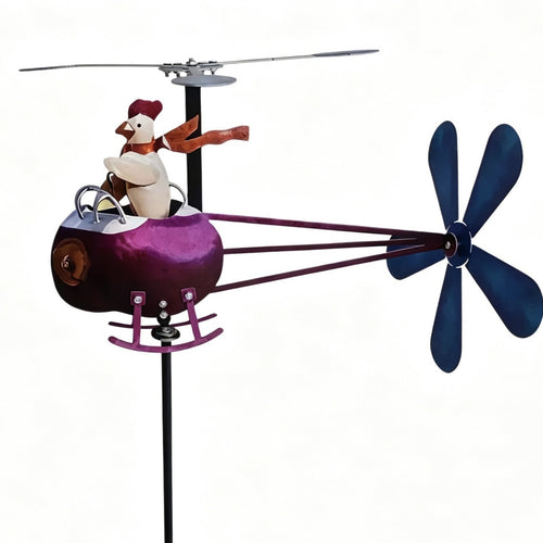 Helicopter Weathervane with Chicken Decorative for Garden, Yard, Homeowners