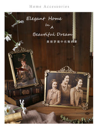 Vintage Brass Photo Frame with Landscape Design
