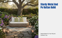 Outdoor Rattan Sofa Set, Metal Frame, Patio Wicker Lounge, Modern Creative Furniture