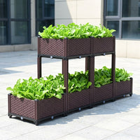 Planter Box Outdoor, Raised Garden Bed for Vegetables, 40cm Modular Floor-Standing Design Resin with Integrated Drainage