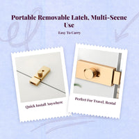 Portable Door Lock, Slide Bolt Latch, No Drill Security Lock, Suitable for Bedroom and Wooden Doors, Easy to Install, Zinc Alloy