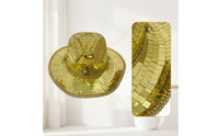 Reflective Cowboy Hat with Mirror Tiles Dazzling Disco Ball Cowboy Hat Glittery Stylish for Festivals