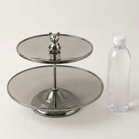 Glass Serving Stand, Tiered Stand for Dessert, Smoky Grey Serving Platter Stand, Luxury Bear Decorative Table Centerpiece