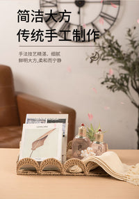 手工纸绳编织收纳篮家用桌面杂物收纳篮厨房果蔬置物篮现货批发