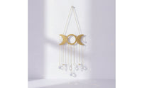 Moon Phase Ornament with Crystals Gold-Toned Sun Catcher Sparkling for Balcony