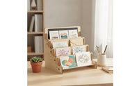 Stepped Tiered Display Rack with Writing Board Easy to Assemble Greeting Card Display Rack Compact Greeting Card Holder Versatile for Teachers, Craft Fairs