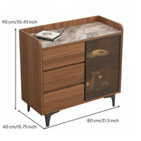 Sintered Stone Top Sideboard Stable Load-Bearing Living Room Tea Cabinet Water-Resistant Finish Kitchen Storage Sideboard for Hotel