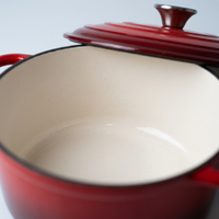 Round Cast Iron Dutch Oven with Lid, Enamelled Cast Iron Casserole Dish, Thick Cast Iron Soup Pot for Stewing and Braising