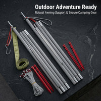 Camping Tent Accessories with Reflective Guy Ropes, Aluminum Alloy Pegs, Adjusta #variant:Tarp Poles