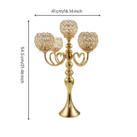 Candelabra with Crystal Beads Tall Candelabra Centerpiece Lustrous Candle Holder with Five Heads for Event Decorators, Party Backdrops