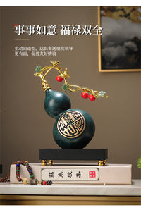 葫芦摆件新中式高档客厅电视柜酒柜装饰品博古架创意摆设乔迁礼品 事事如意金葫芦