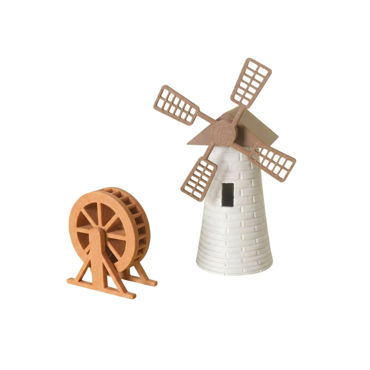 2 Pieces Miniature Landscape Decoration Set Decorative Wind-Powered Mill Model