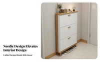 Flip down Footwear Organizer Space-Saving Tipping Footwear Organizer Solid Wood Legs for Small Apartment Dwellers, Homeowners, Hallway, Living Room