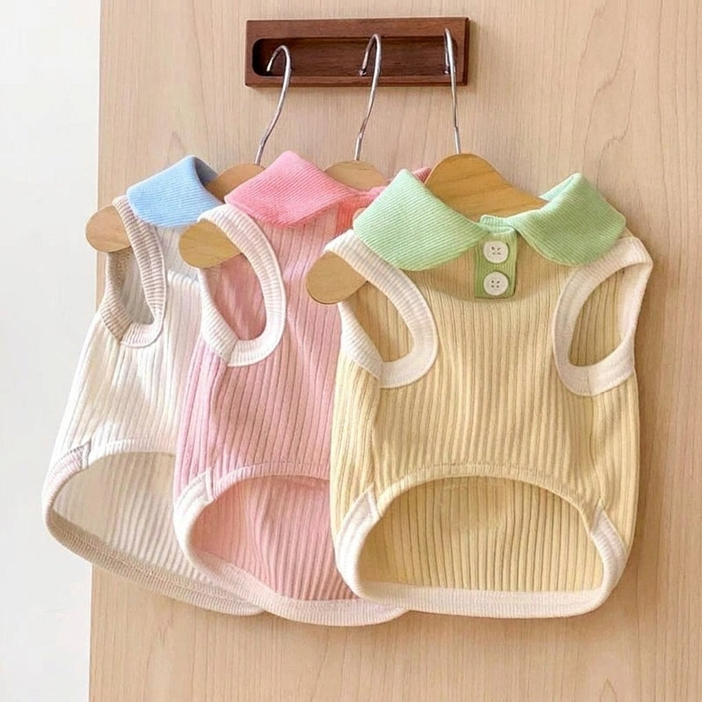 Dog T-Shirt for Small Breeds, Ribbed T-Shirt Style Small Dog Clothes, Polyester Pet Summer Wear, Sleeveless Spring Summer Outfit 1pk