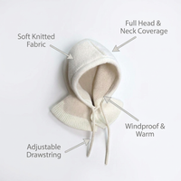 Lightweight Hooded Scarf Hat, Knit Hooded Scarf Hat, Warm Windproof Adjustable S #variant:['Beige']