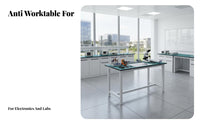 Easy to Clean Anti-Static Workbench Adjustable Shelves ESD Work Table Electronics Assembly Bench for Technicians, DIY Enthusiasts, Factory, Repair Shop, Warehouse, Garage