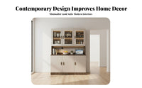 Large Capacity Dining Room Sideboard Cabinet Glass Display Doors Kitchen Buffet with Hutch Sturdy Construction Kitchen Pantry Hutch Adjustable Shelves for Families, Homeowners, Home Decor Enthusiasts