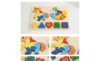 Chunky Wooden Puzzle with Geometric Shapes Educational Shape Sorting Puzzle Board Colorful Toy Developmental for Toddlers, Playrooms