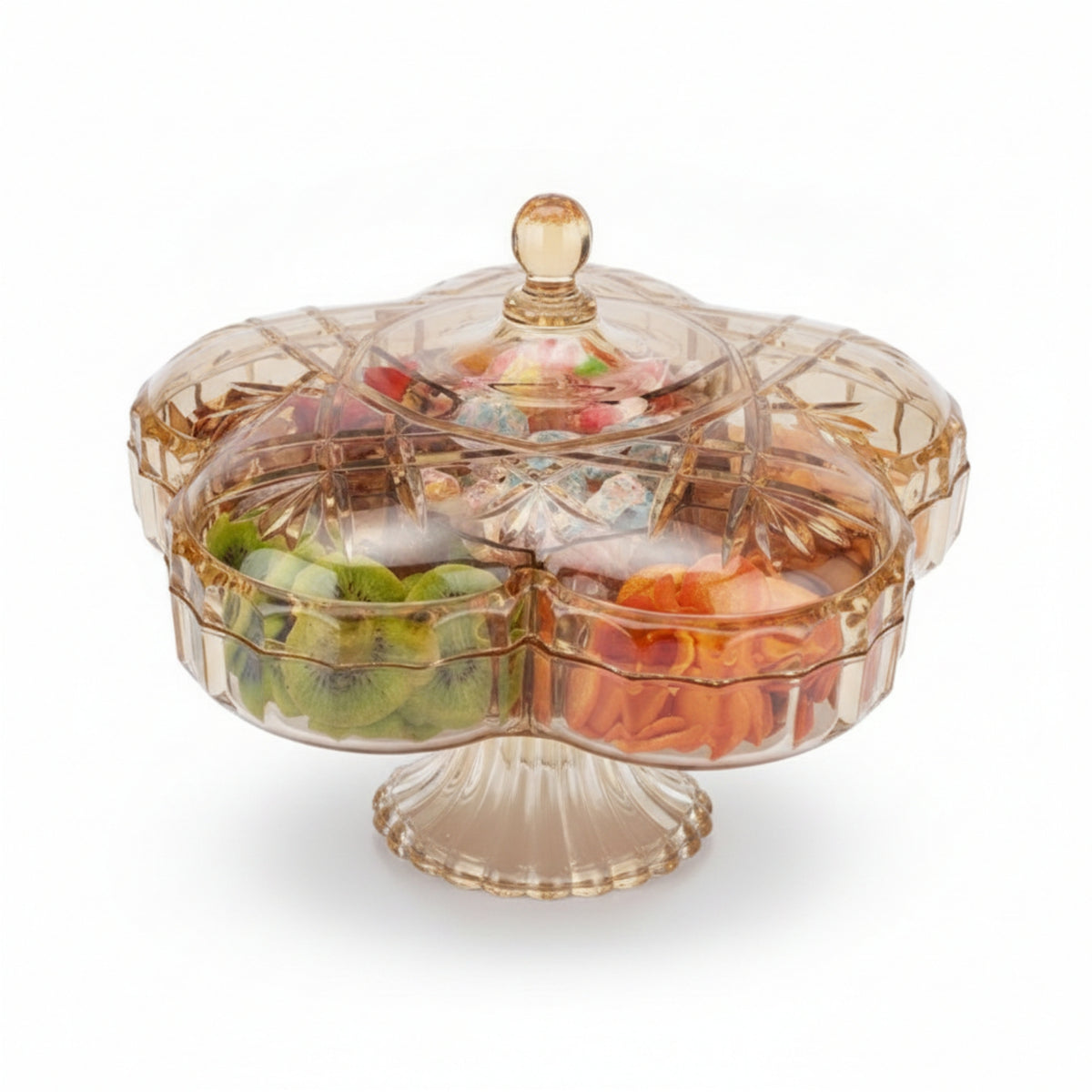 Glossy Partitioned Treat Box Tableware Transparent Lid for Tabletop Serving
