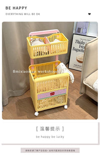 Foldable Mobile Laundry Basket with Double Layers