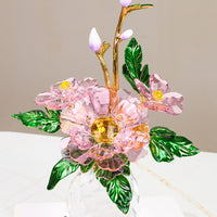 Crystal Glass Gourd Peony Ornament for Living Room Decoration