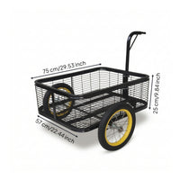 Mesh Cargo Trailer Compact Trailer with Mesh Basket Low-Profile Pull Cart with Handle for Fishing, Grocery Shopping