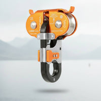 Compact Double-Pulley Trolley Automatic-Locking Aerial Traverse Line Pulley Trolley Aluminum Alloy High Strength for Climbers, Climbing