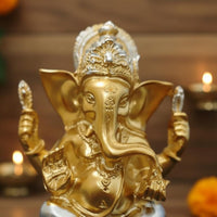 Resin Ganesha Sculpture Lotus Throne Ganesha Figure Figurine Wealth And