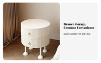 Fluted Drawer Nightstand Curved Corners Bedside Table Scratch-Resistant Top