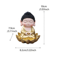 Golden Meditating Buddha Statue Cute Design Little Buddha Figurine for Desktop