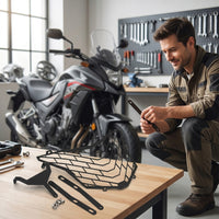 Mesh-Style Headlight Guard with Mounting Brackets Black Motorcycle Headlight Guard Metal Bolt-on for Adventure Riders
