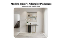 Light Luxury Design Asymmetrical Leg Console Table Modern Minimalist Design Accent Furniture Easy to Clean Hallway Stand Sturdy Structure for Homeowners, Renters, Entryway, Corridor, Living Room, Bedroom