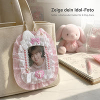 DIY Lace Plush Card Holder for 3-inch Photos and Badges, Ins-style Storage