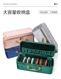 绒布轻奢珠宝手镯盒便携黄金翡翠收纳盒手提多位玉镯珠宝箱大容量