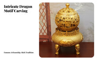 Three-Leg Scent Vessel Spherical Heat-Resistant Ornate Brass Scent Vessel