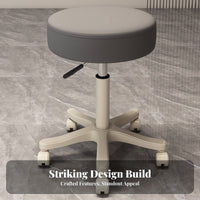 Padded Salon Work Stool Waterproof Upholstery Adjustable Swivel Stool with Wheels Heavy Duty Backless Rolling Chair for Beauticians, Artists, Workshop