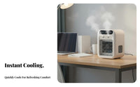 Rechargeable USB Misting Fan Adjustable Airflow Mini Air Conditioner Fan Quiet Operation for Students, Office Workers, Dorm Room, Bedroom