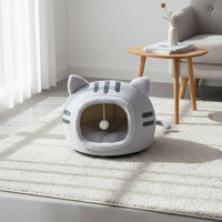 Semi Enclosed Cat Bed Warm Feline Hideaway Cozy Bed Pet Bedding for Cat , Cold Weather