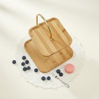 2-Tier Serving Stand Elegant Design Household Storage Easy to Carry Handle
